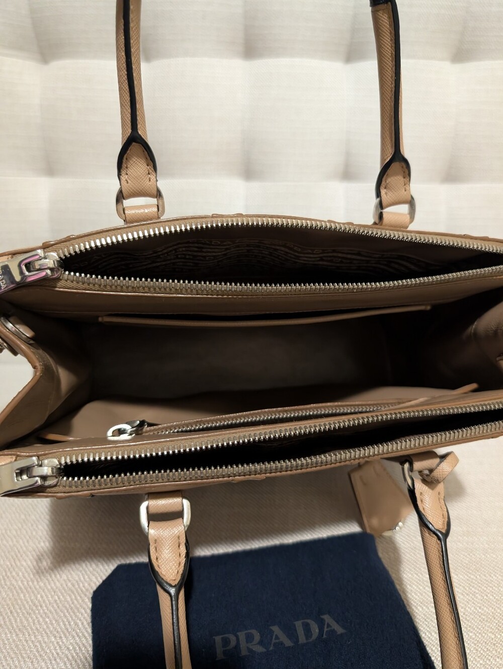 PRADA tricolor stripe Saffiano Top Handle Satchel - Picture 12 of 17